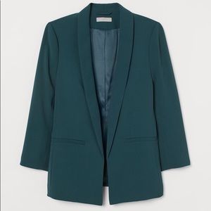 Green H&M blazer womens 3/4 sleeve